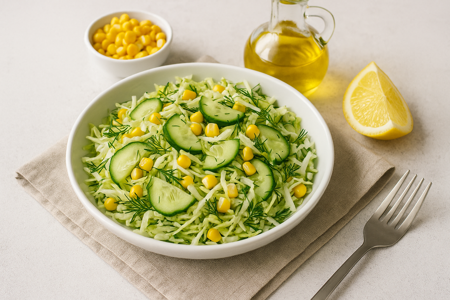 Салат капуста-огурец-кукуруза