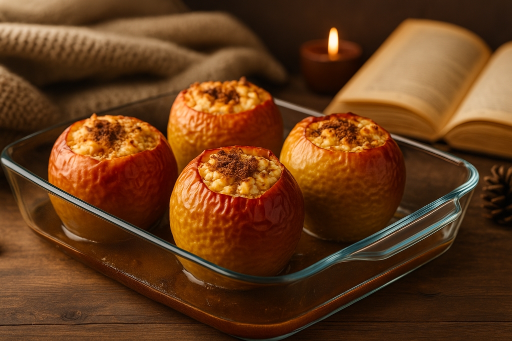 Запеченные яблоки с творогом и медом