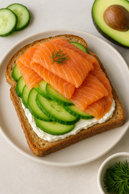 Бутерброд с лососем и авокадо