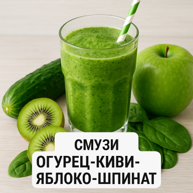 Смузи огурец-киви-яблоко-шпинат
