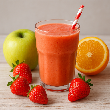 Смузи апельсин-яблоко-клубника