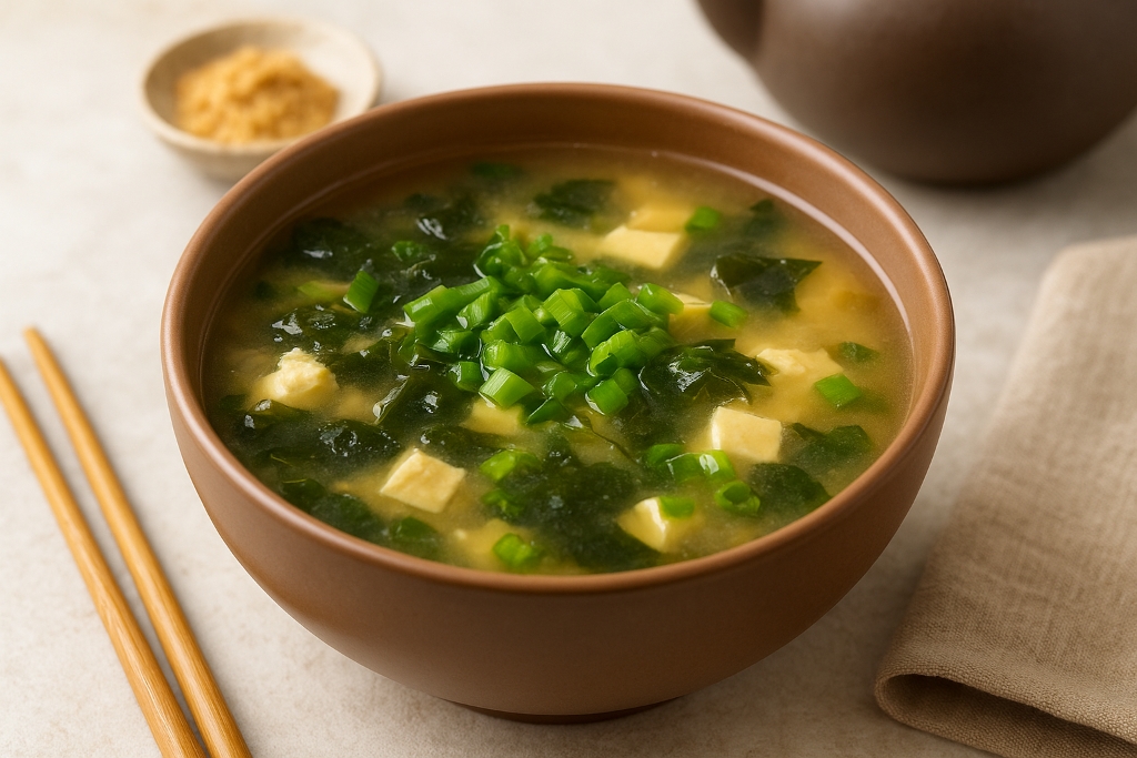 Мисо-суп с яйцом и тофу